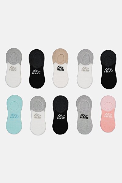 RBX جوارب تيري نصف دائرية غير مرئية للنساء، 10 أزواج، أسود