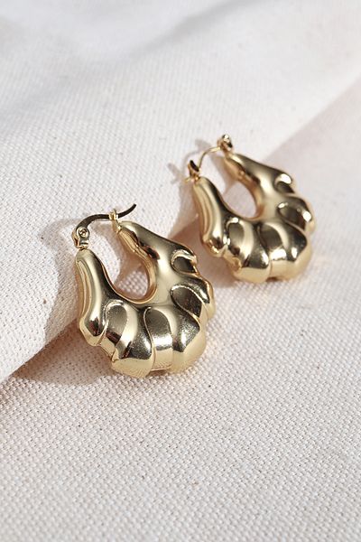 Süspüs Accessories 316L Steel Gold Color Vintage Earrings