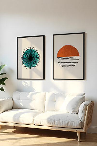 huhuli Ahşap Siyah Çerçeveli 2 Parça Set Tablo Huhu31