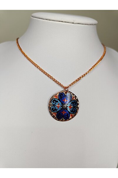 duruaccessories Bakır Kolye, Saf Bakır Usta İşi El Yapımı Şık Tasarım, (Çiçek Desenli )