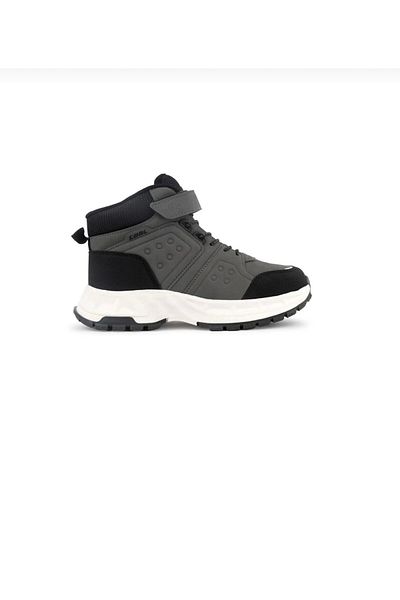 Cool Kids Harvey Grey Μαύρη Λεπτομέρεια Velcro Χειμερινές Παιδικές Μπότες Αντιολισθητική Σόλα Αδιάβροχη και Ψυχρή