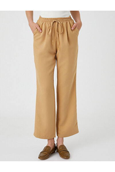 Koton Beli Bağlamalı Pantolon Düz Paça Modal Karışımlı