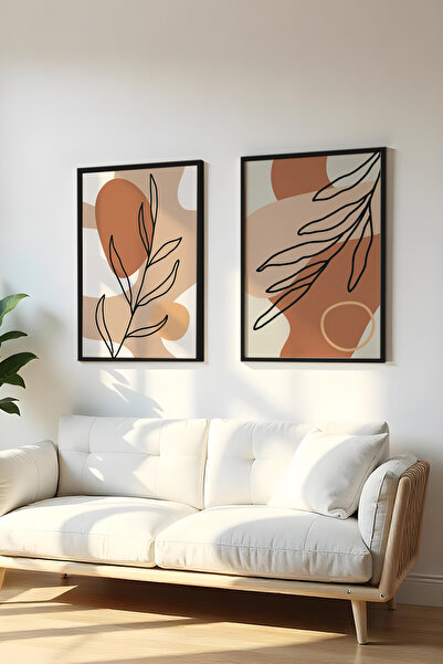 huhuli Дървена картина с черна рамка, комплект от 2 части Huhu60