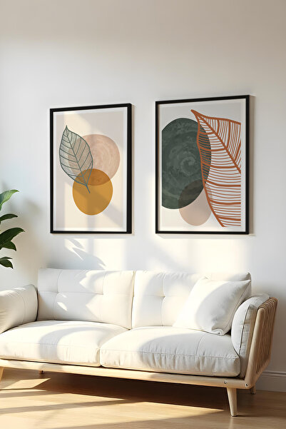 huhuli Ahşap Siyah Çerçeveli 2 Parça Set Tablo Huhu47