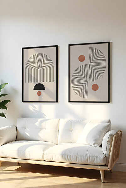 huhuli Ahşap Siyah Çerçeveli 2 Parça Set Tablo Huhu62