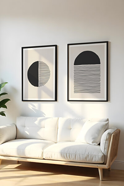 huhuli Дървена картина с черна рамка, комплект от 2 части Huhu143