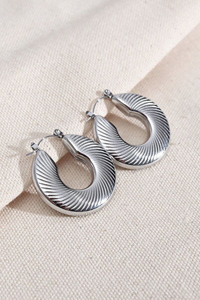 Süspüs Accessories 316L Steel Silver Color Hoop Vintage Earrings
