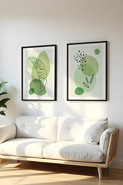 huhuli Ahşap Siyah Çerçeveli 2 Parça Set Tablo Huhu4