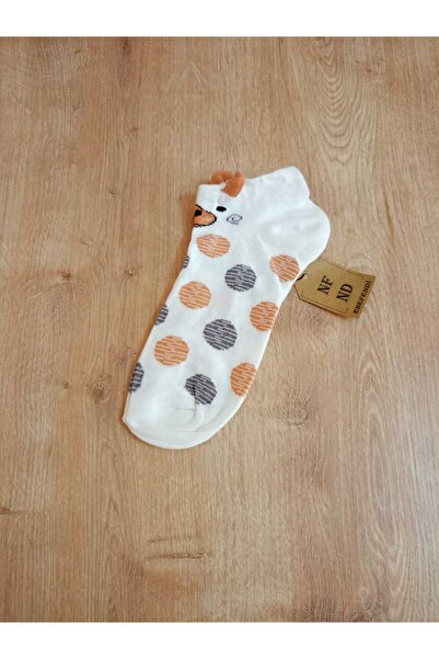 ENEFENDİ Кремави памучни чорапи с шарки и точки - 36-40