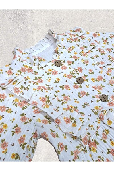 Tosyalı Burak Bebe Kız Çocuk Uzun Kollu Baskılı Pamuklu Müslin Kumaş Mevsimlik Elbise