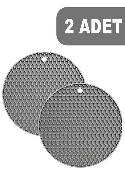 Fesya Home Set of 2 Gray Round Silicone Trivet