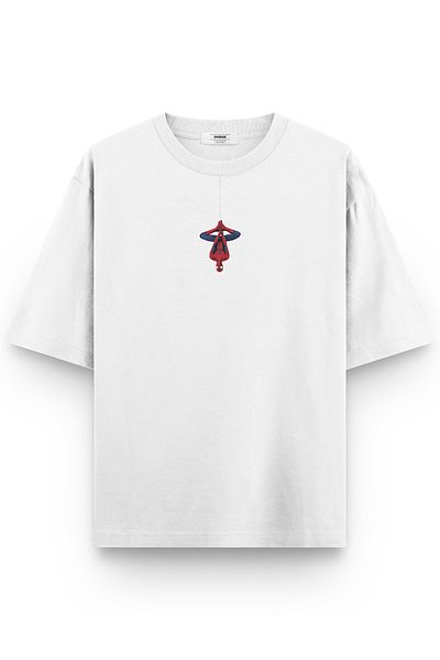 Overoz Μπλουζάκι Unisex με στάμπα Spiderman Λευκό Oversize - 1327