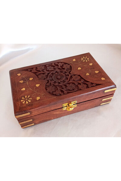 Woody Hediyelik Içi Kadifeli Ahşap Sandığı (19 X 12 X 5,5 CM)