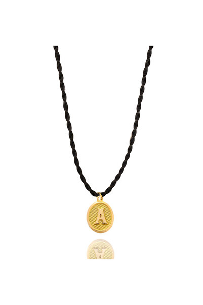 Nezihhan 14 Ayar 0.45 Gram Harfli Siyah İp Kolye