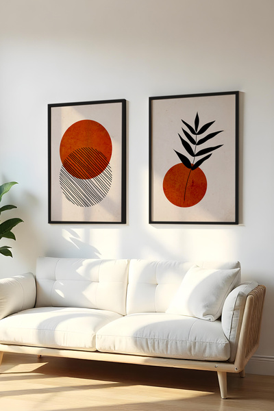 huhuli Ahşap Siyah Çerçeveli 2 Parça Set Tablo Huhu189