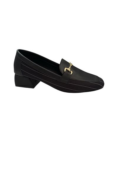 BAYRAMOĞLU KUNDURA BYK 08 NEGRU CATARAMĂ CU TOC GROS CU DIVEA DETALATĂ CASUAL ElegANT Pantofi de balerină casual pentru femei