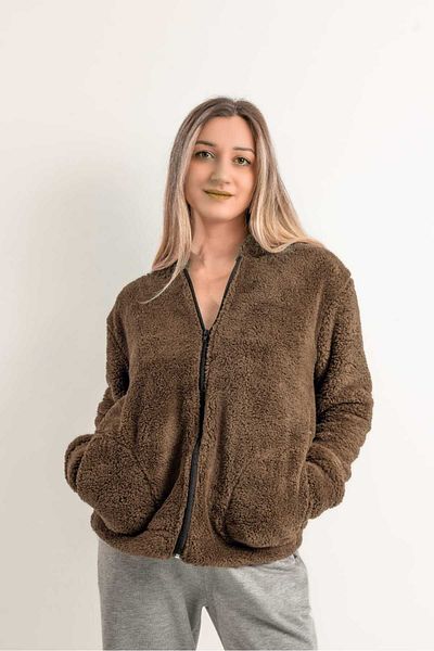 Sweets Collection Unisex με κουκούλα Welsoft βελούδινο καφέ μπουφάν