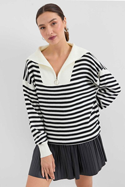 GABRİA Pulover cu fermoar și dungi Gabria