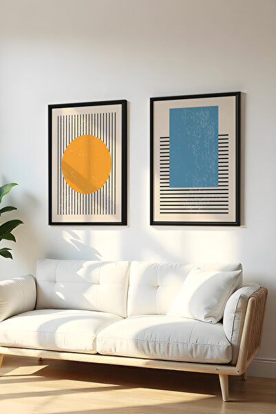 huhuli Set de 2 piese cu ramă neagră din lemn, tablou Huhu1