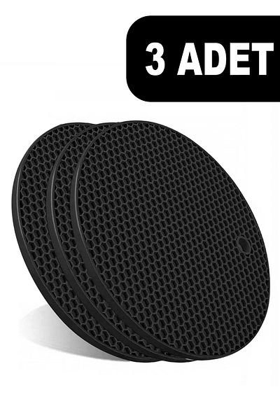 Fesya Home Black 3-Piece Round Silicone Trivet Set