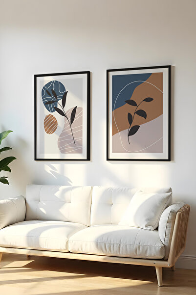 huhuli Set de 2 piese cu ramă neagră din lemn, tablou Huhu41