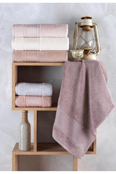 Şıkel Şikel 6 Pack Combed Cotton Towels 50*90cm Mother of Pearl