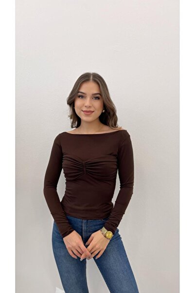 MODA ΓΥΝΑΙΚΕΙΑ ΜΠΛΟΥΖΑ SENDY ΚΑΦΕ ΧΡΩΜΑ ΣΚΑΦΟΣ ΛΟΥΡΙΚΟ ΛΕΠΤΟΜΕΡΗ