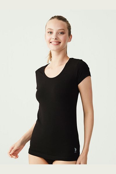 U.S. Polo Assn. WOMEN'S DEEP CUT R-NECK T-SHIRT