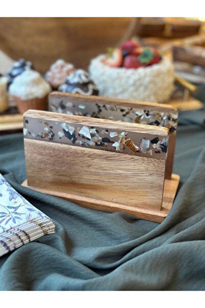 ROSSEV Acacia Pedestal Napkin Holder 19cm