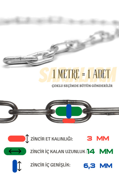 sarıalarm Zincir 3mm 1 metre
