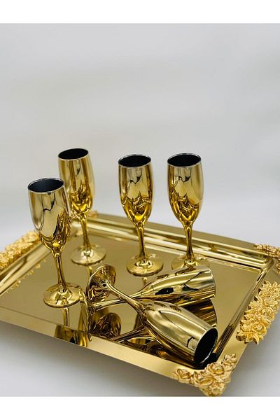 Paşabahçe Pasabahçe Titanium Plated Coffee Side Water Glass with Stand 190ml