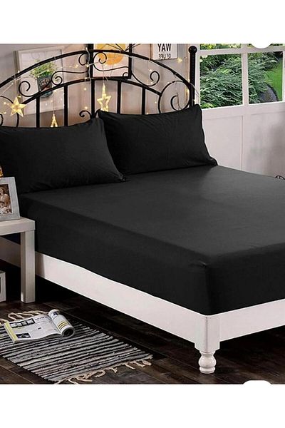 GERCELLA 100% Cotton 160X200+30 cm Elastic Fitted Double Crossbody Bed Sheet