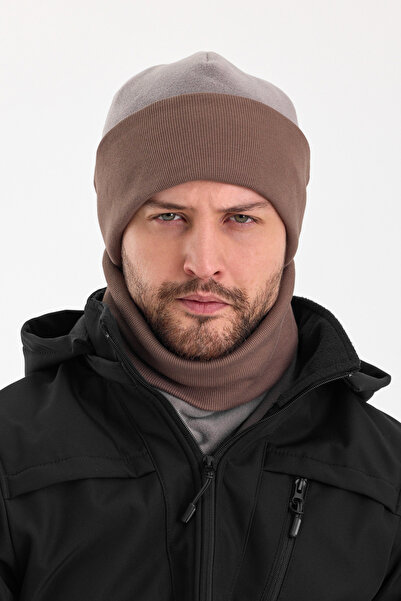 Butikgiz Hünkar Sytle, Çift Renk Çift Kat Katlanabilir Yumuşak Erkek Bere Boyunluk Takım