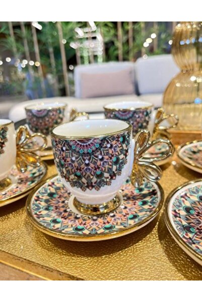 ROY KING Royking Kante 6lı Kahve Fincan Takımı YEŞİL-SOMON BKY 003