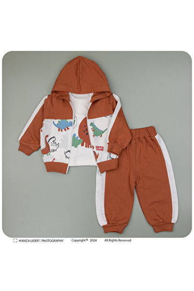 VİYOLİNA SEVİMLİ DİNAZOR BASKILI PAMUKLU KUMAŞ HIRKALI TAKIM