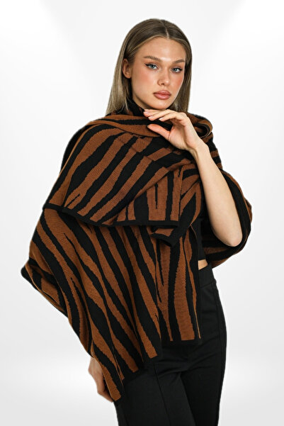 hijabchi Πλεκτό σάλι ώμου διπλής όψης - Σάλι λαιμού σε χρώμα πλακιδίου - Χειμερινό σάλι ειδικής περίστασης