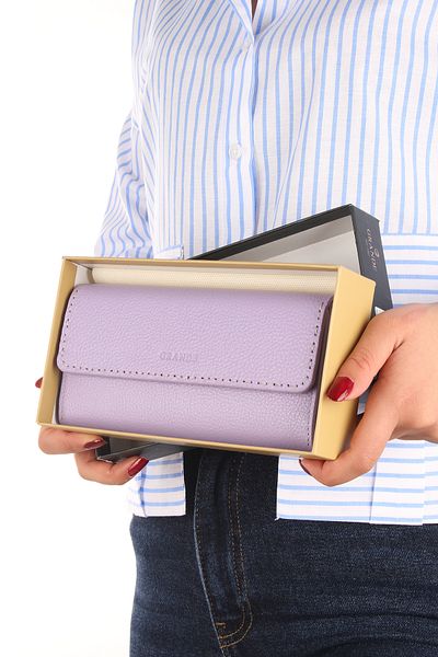 Grande 2732 Model 100% Genuine Leather - Lilac Wallet