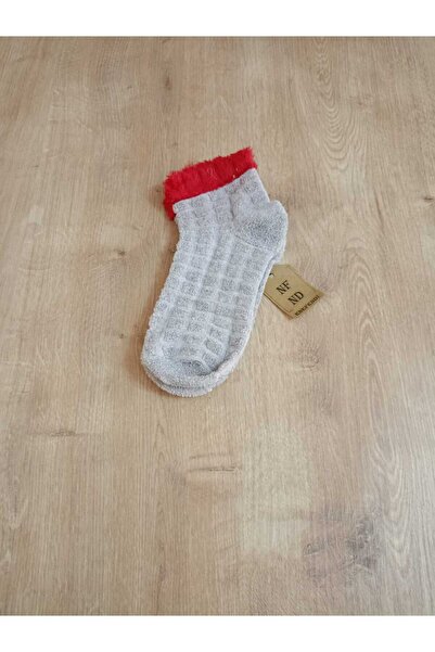 ENEFENDİ Сива бордо пони кожа кърпа чорап - релефна, мека подплата, размер 36...