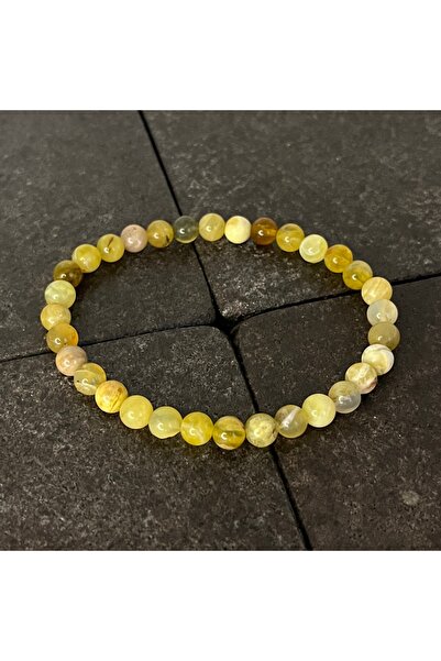 YILDIZ DOĞAL TAŞ SERTİFİKALI Sarı Opal 6mm Doğal Taş Bileklik