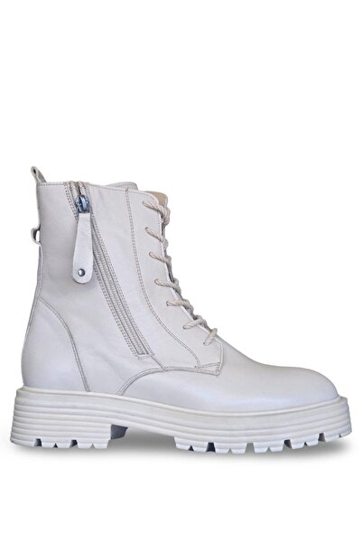 YALINAYAK Pepita 8946 Hakiki Deri Kauçuk Taban Kadın Postal Bot Bej