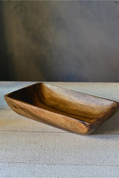 şirin eşyalarım Acacia Large Size Rectangular Boat Plate - 1 Piece