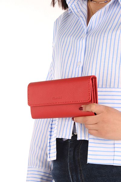 Grande 2732 Model 100% Genuine Leather - Red Wallet