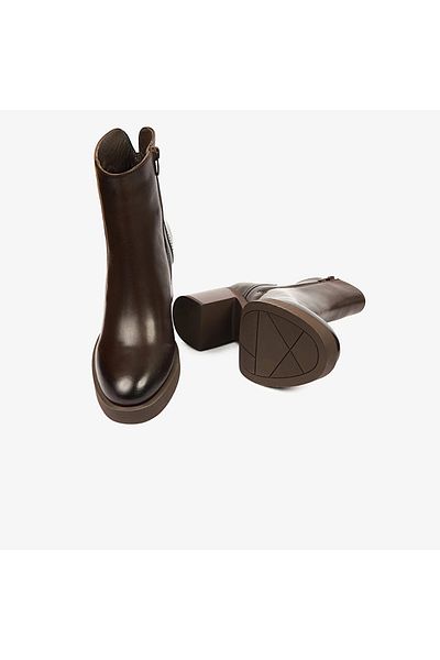 Greyder 34140 Women's Brown Genuine Leather Heeled Boots