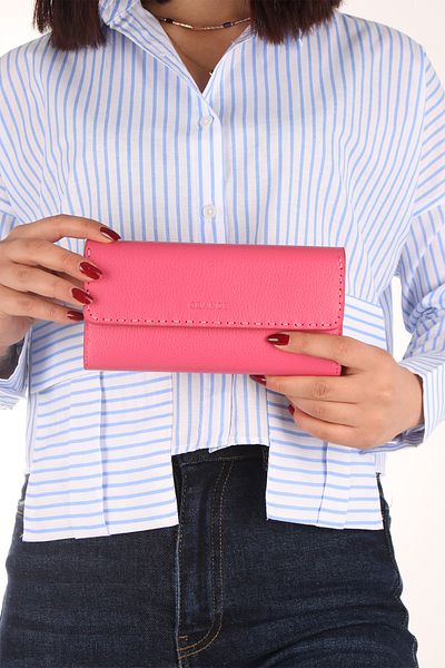 Grande 2732 Model 100% Genuine Leather Fuchsia Wallet