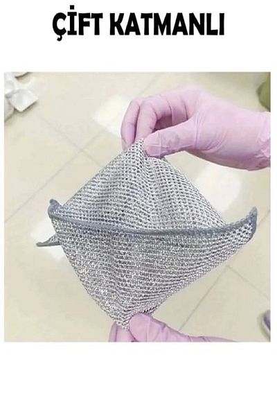 LİZYA BABY Multi-Purpose 2Pcs Inox Wire Cleaning Cloth Anti-Scratch Dishwashing Cloth Double Layer Difficult Dirt Cloth