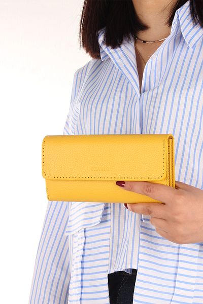 Grande 2732 Model 100% Genuine Leather - Yellow Wallet