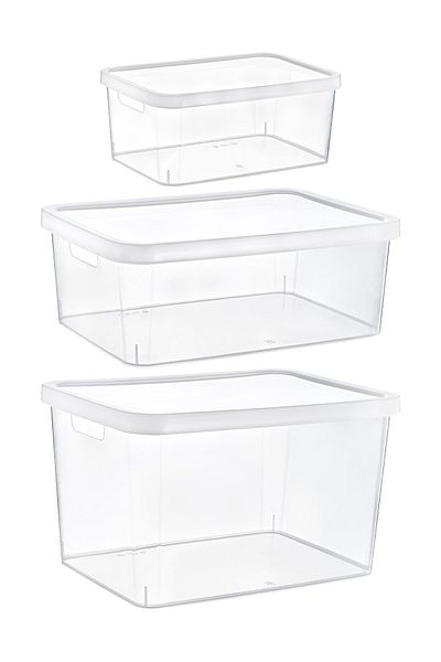 Smartware Transparent Stafi Box with Lid Set of 3 - 4,5-12-18 Lt