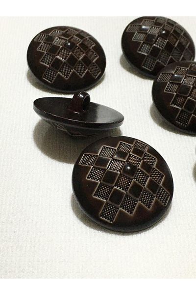 karantuhafiye Coat Trench Coat Button Pyramid Pattern Set of 6 / Brown Color / 3 cm