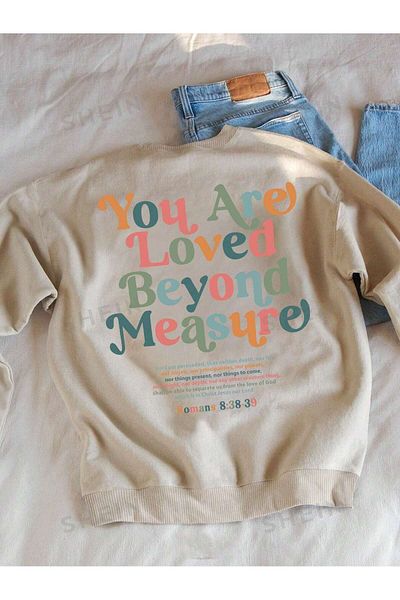 PALPİTO Γυναικείο μπλουζάκι σε μπεζ Loved Beyond Printed Crew Neck Oversize