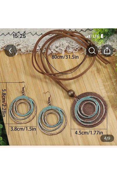 SUNA Necklace and Earring Set -Turquoise Steel